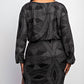 The Curve La - Plus Size Metallic Long Sleeve Top And Knee Skirt Set