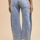 Anniewear - Gabrielle Two Tone Side Panel Stretch Barrel Leg Jeans