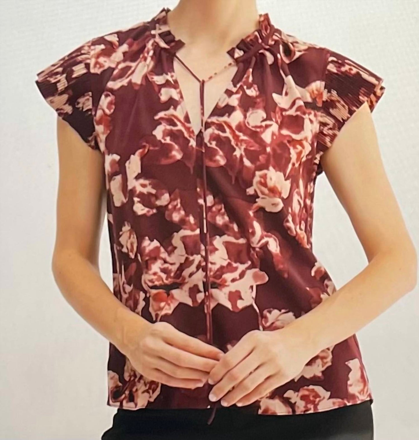 Fun 2 Fun - Maroon Floral Blouse
