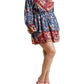 Umgee - Floral Border Print Layered Mini Dress