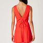Nia - Celia Plunge V Neck Linen Scalloped Trim Top