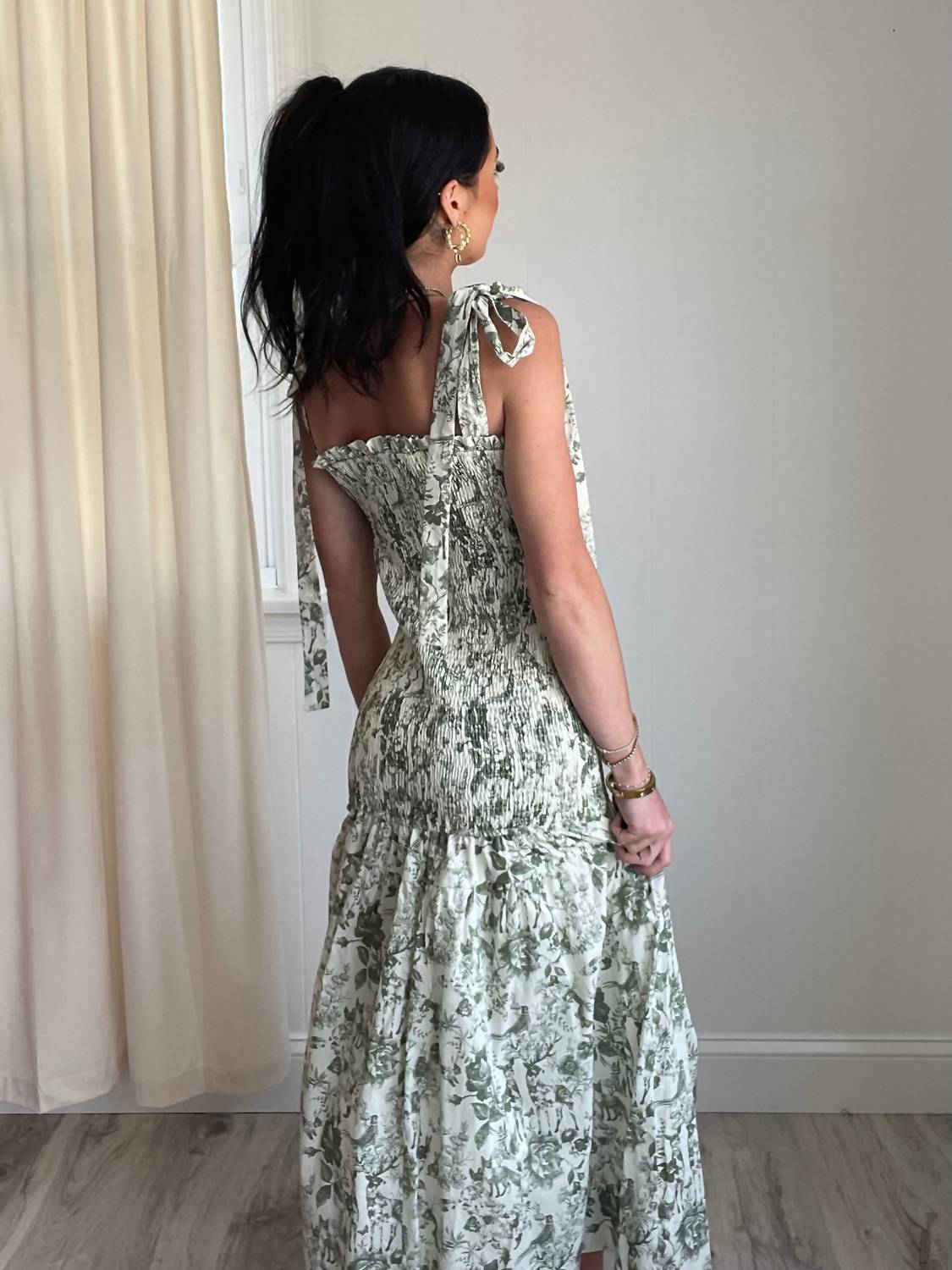 Aureum - Ellie Floral Smocked Drop Waist Midi Dress