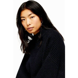 Topshop - Oversize Rib Knit Mock Neck Pullover Sweater