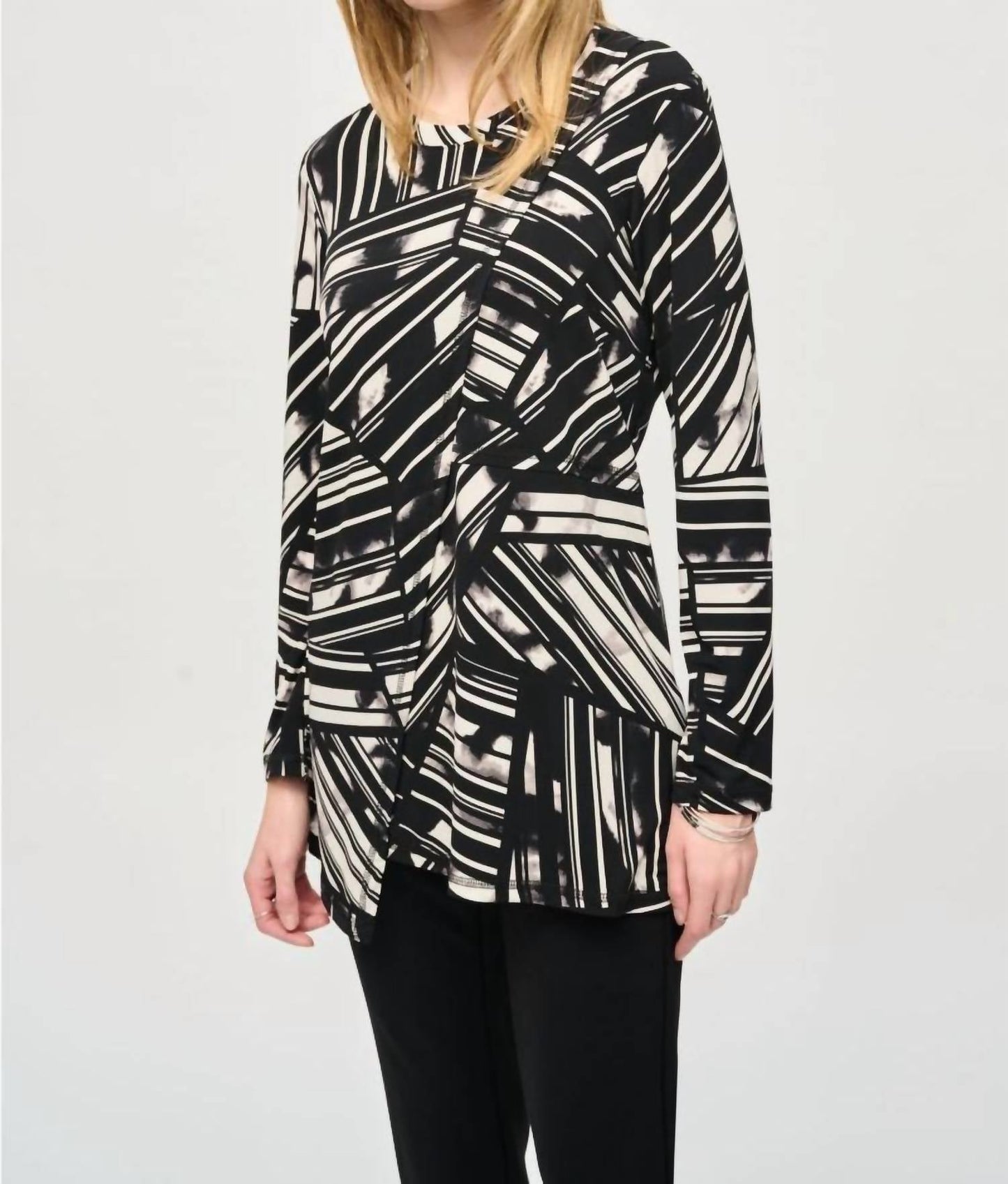 Joseph Ribkoff - Abstract Stripes Wrap Front Top