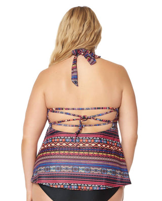 Jessica Simpson - Queen Plus Size High Neck Keyhole Tankini Top