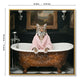 Tiger In Bathtub Wall Art Print Poster, Bathroom Decor Posters Prints For Restroom - Pink / White