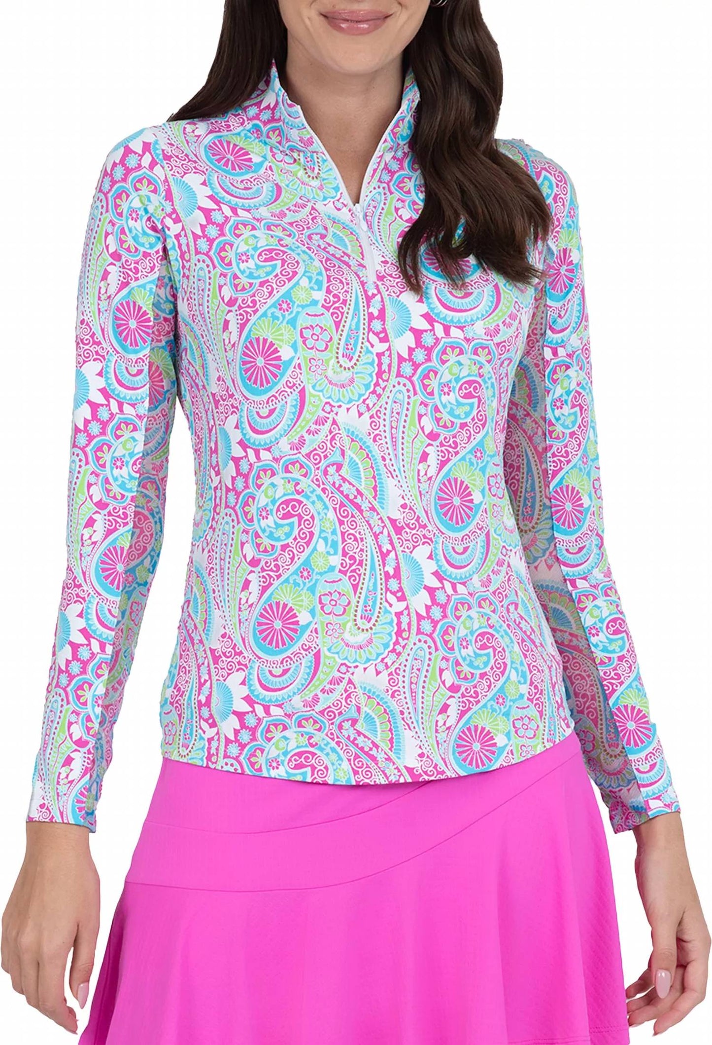 Ibkul - Mock Zip Neck Top - Gloria