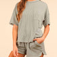 Very J - Oversized Two Tone Double Knit Top & Shorts