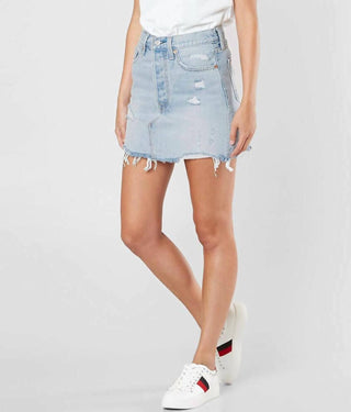 Levi'S - Denim Distressed Raw Hem Cotton Mini Skirt