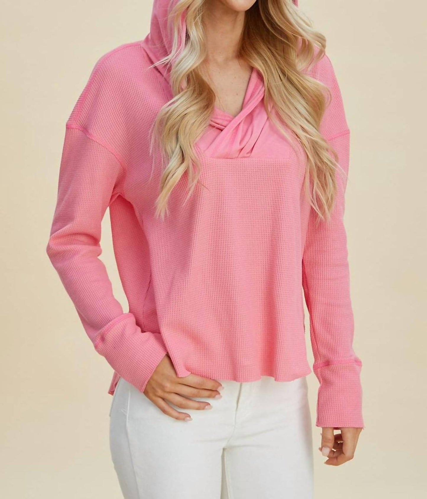 Double Take - Chic High-low Hoodie With Dropped Shoulders