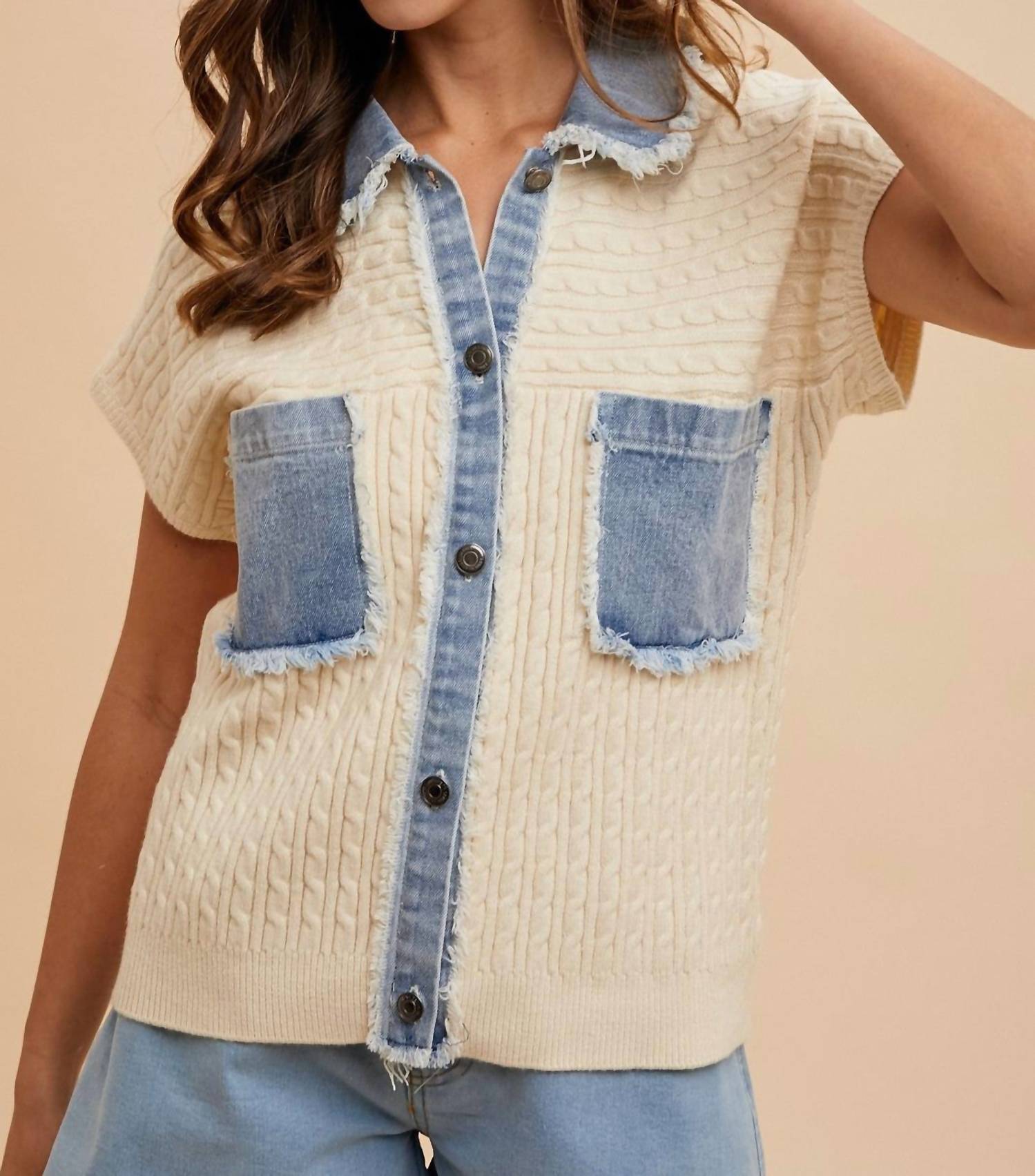 Anniewear - Women's Button Down Cable Sweater