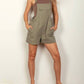Very J - Suspender Solid Woven Casual Overall Romper