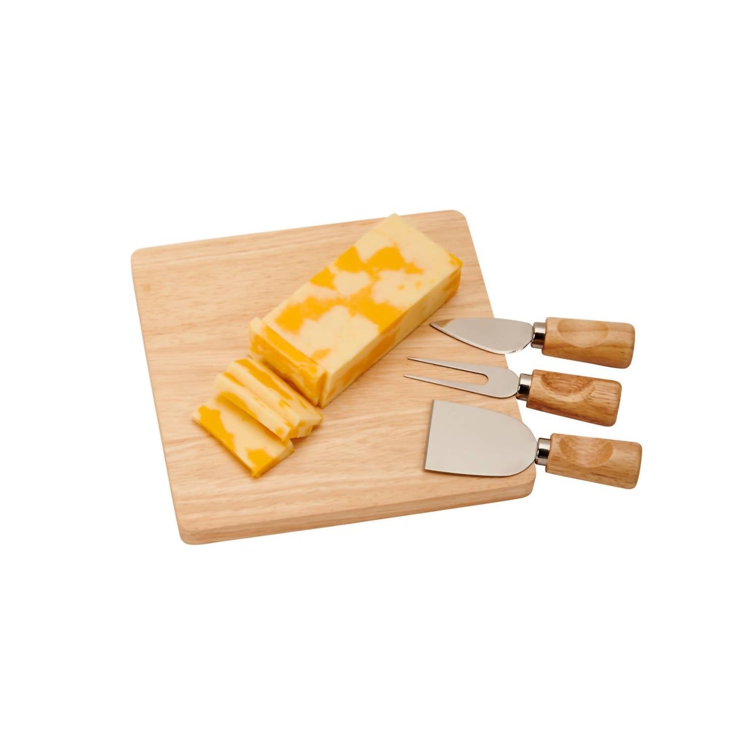 Creative Gifts International - Rubberwood Cheese Cutting Board Set with 3 Tools