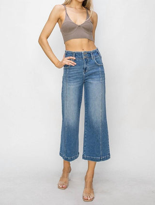Risen - High Rise Front Seam Wide Jeans