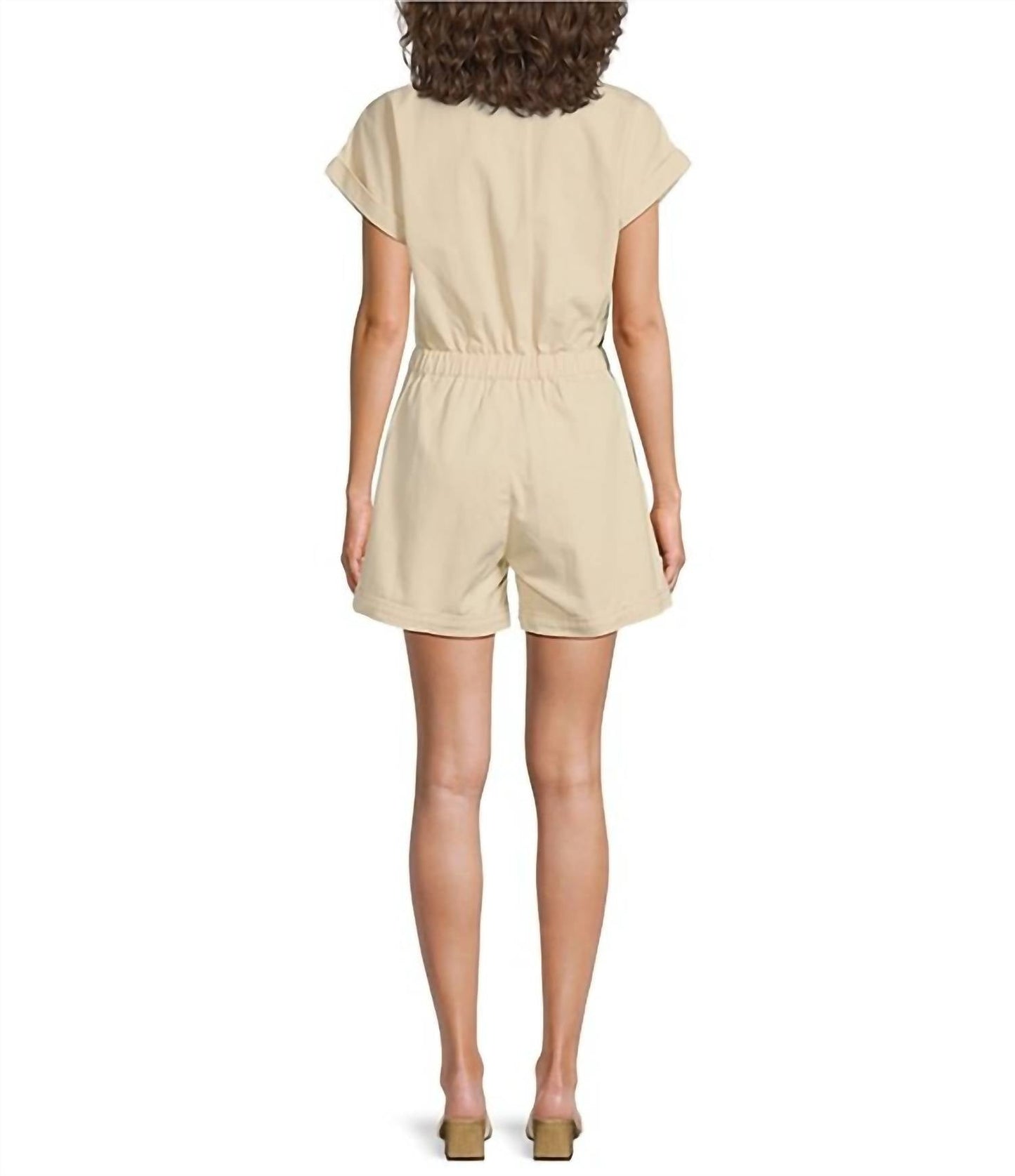 Elan - V-neck Short Sleeves Woven Romper