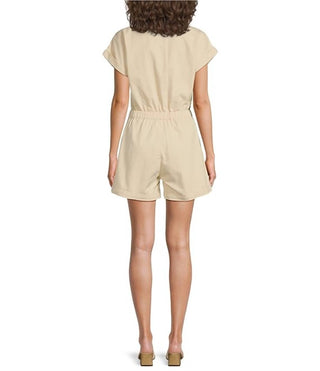 Elan - V-neck Short Sleeves Woven Romper