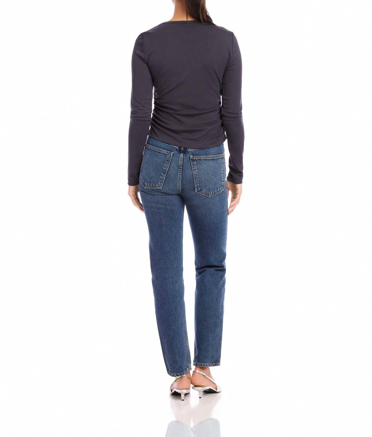 Fifteen Twenty - Shay Asymmetric Shirred Long Sleeve Top