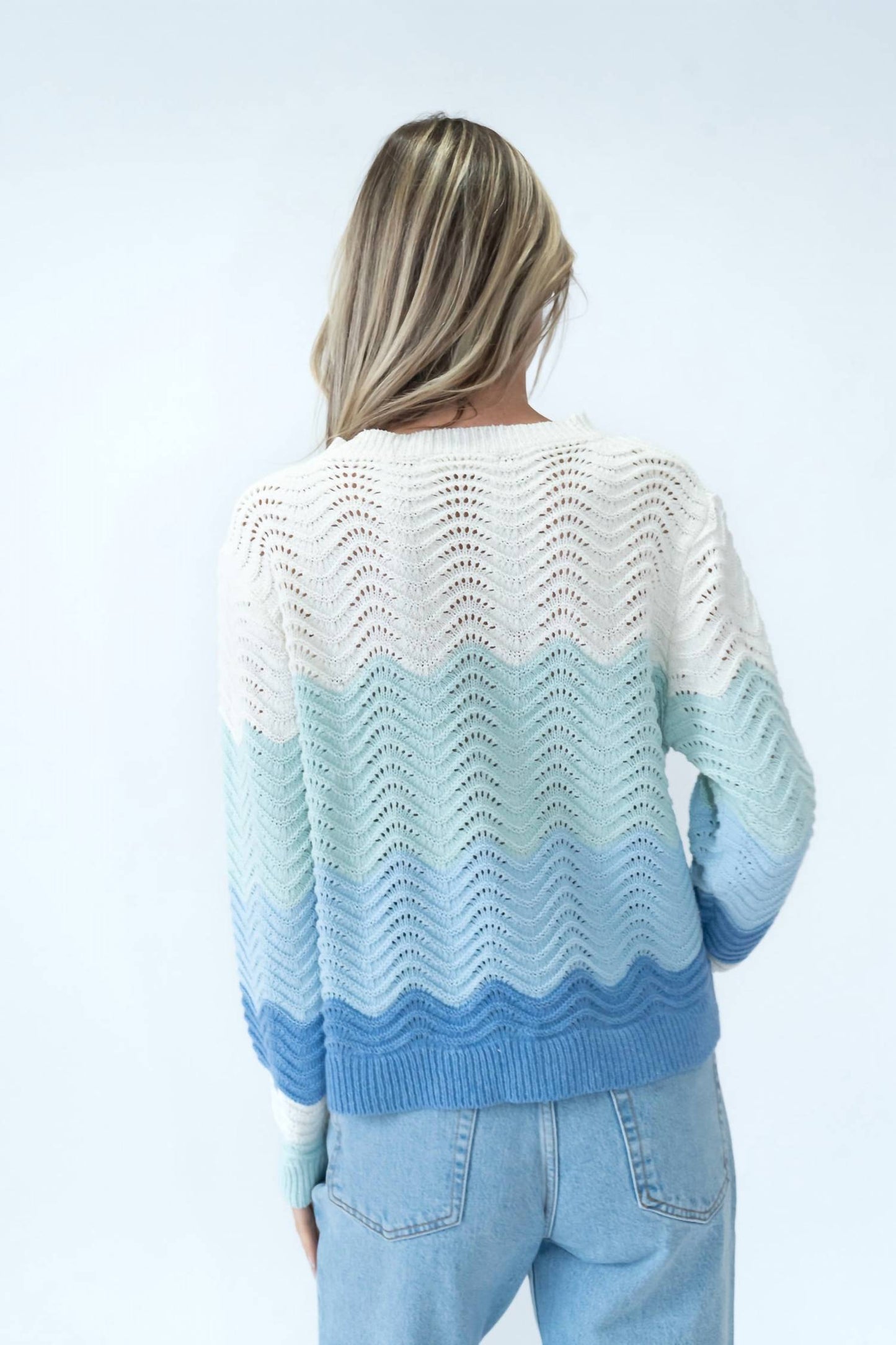 Six/Fifty - Ariella Scalloped Striped Sweater