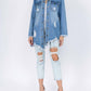 American Bazi - Frayed Hem Denim Jacket