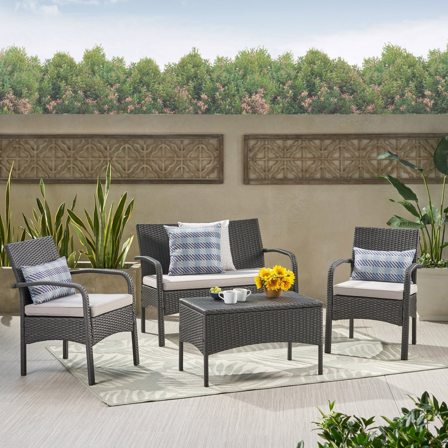 Cordoba KD Wicker 4 Piece Chat Set