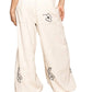 Pol - Floral Embroidered Pattern Solid Twill Pants