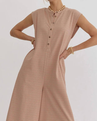 Entro - Oversized Striped Wide Leg Romper