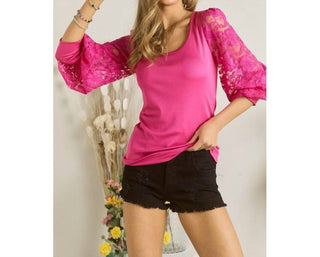 Adora - Top With Lace Balloon Sleeves