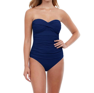 Profile By Gottex - Shirred Front Bandeau Strapless One Piece Swimsuit