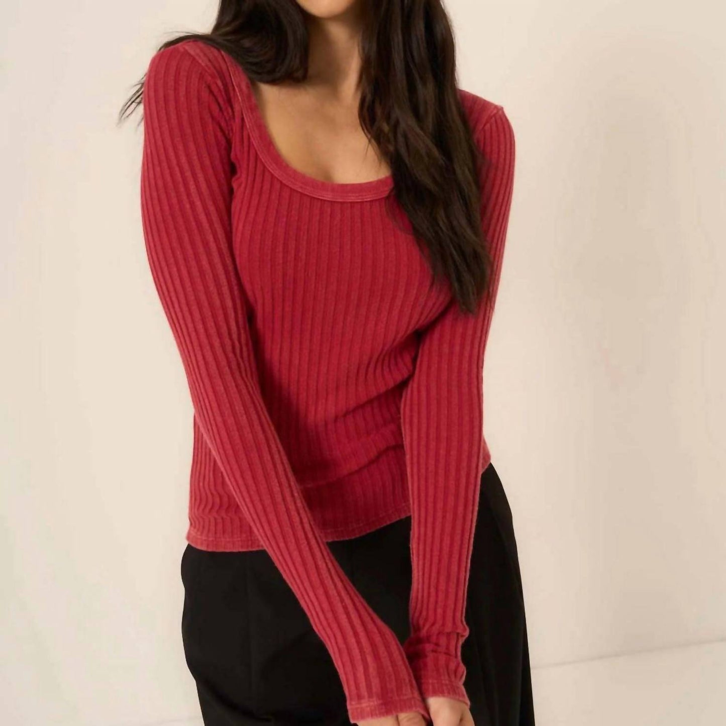 Project Social T - Scoop Washed Rib Longsleeve Top