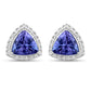 3.82 Carat Genuine Tanzanite and White Diamond 14K White Gold Earrings