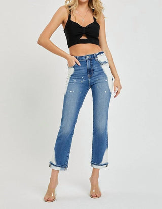 Risen - High Rise Medium Bleach Denim Jeans