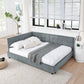 Mid-Century Storage Upholstered Tufted Bed Frame with Backrest and Armrests