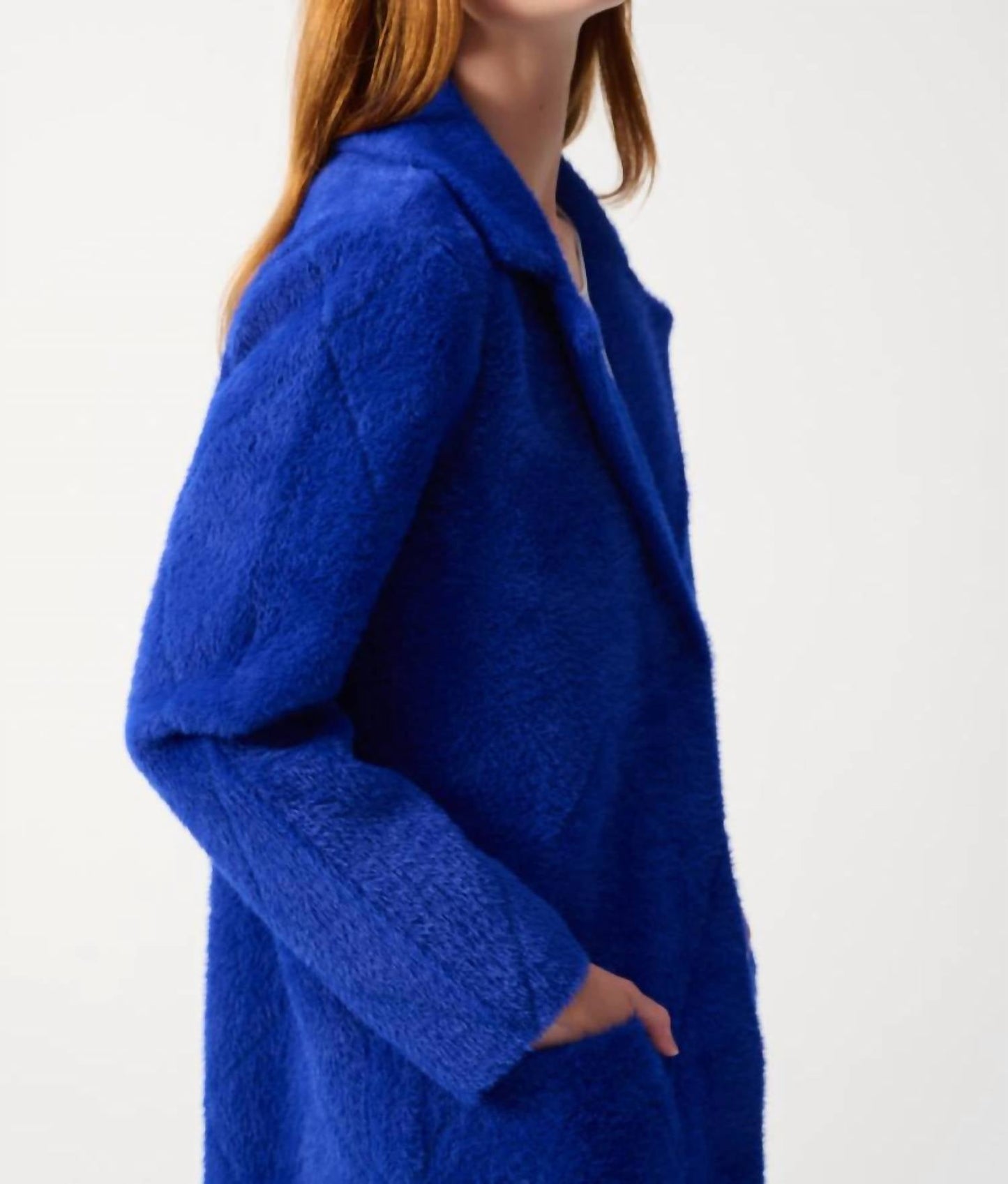 Joseph Ribkoff - Quilted Fuzzy Knit Long Sleeve Coat