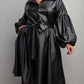 The Curve La - Plus Size Faux Leather Button Front Fit Flare Dress