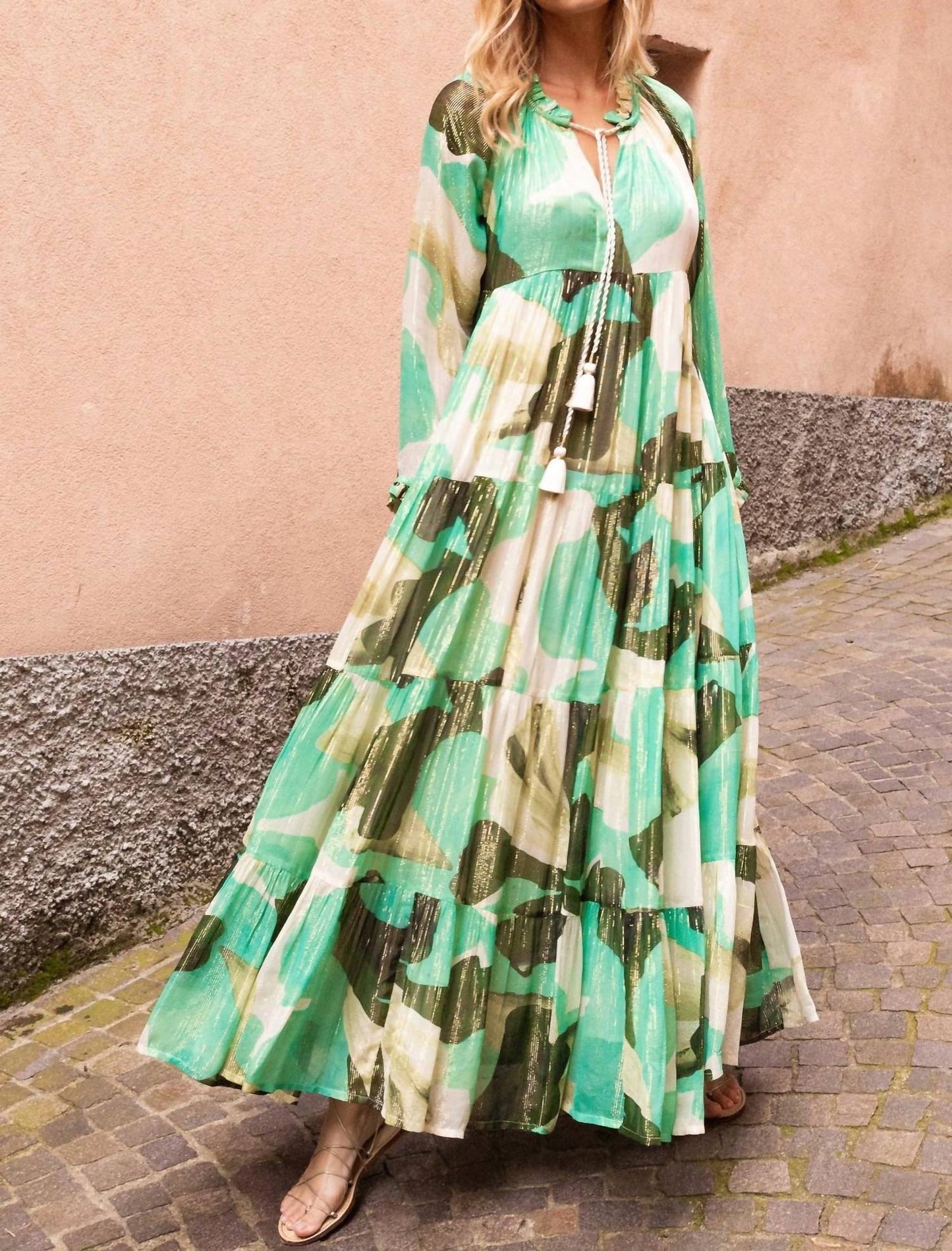 Oliphant - Long Sleeve Tassel Maxi Dress