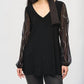 Joseph Ribkoff - Embellished Mesh Puff Sleeve Tunic