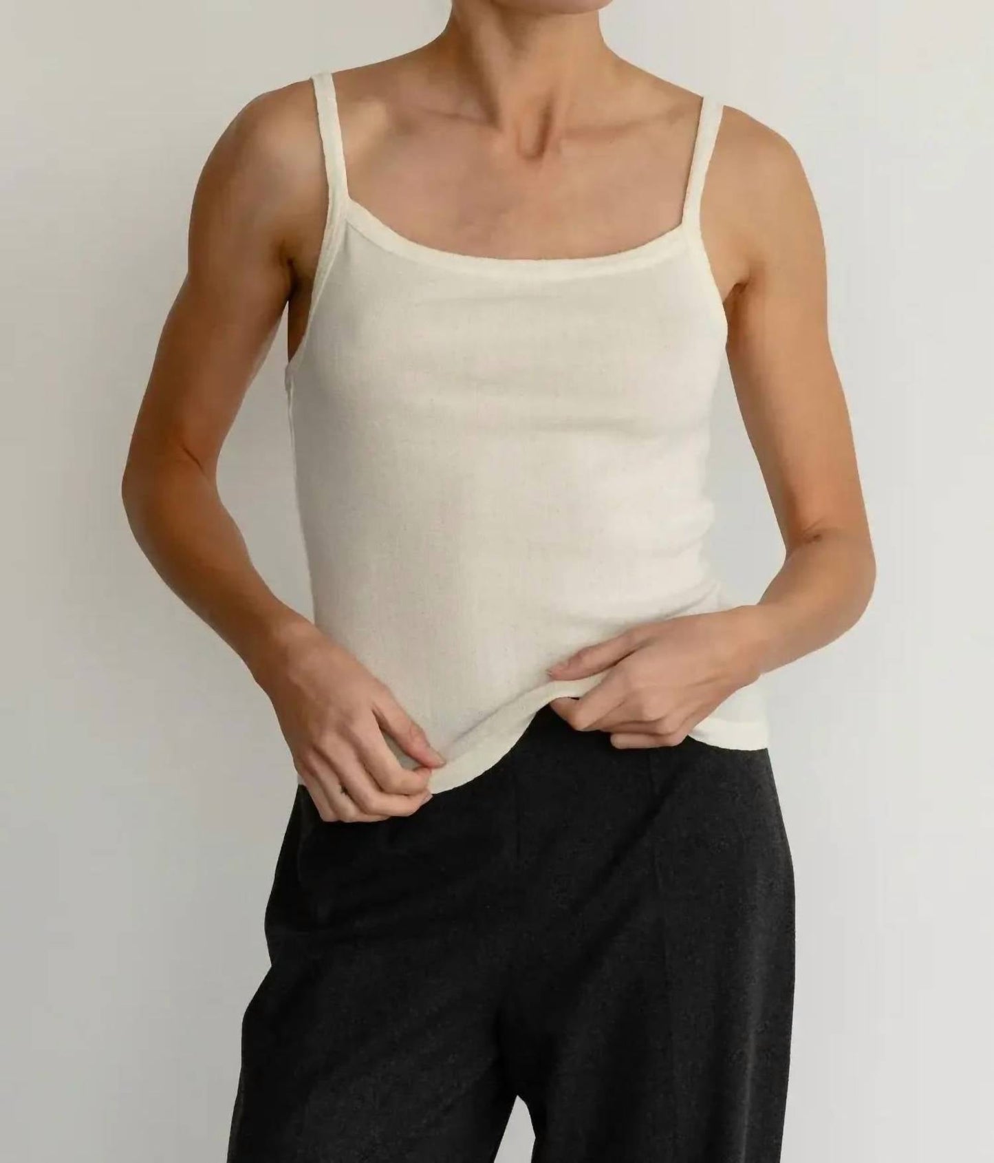 Donni. - Pointelle Square Neck Tank Top