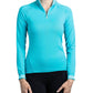 Kastel Denmark - Long Sleeve Shirred Shoulder 1/4 Zip Top
