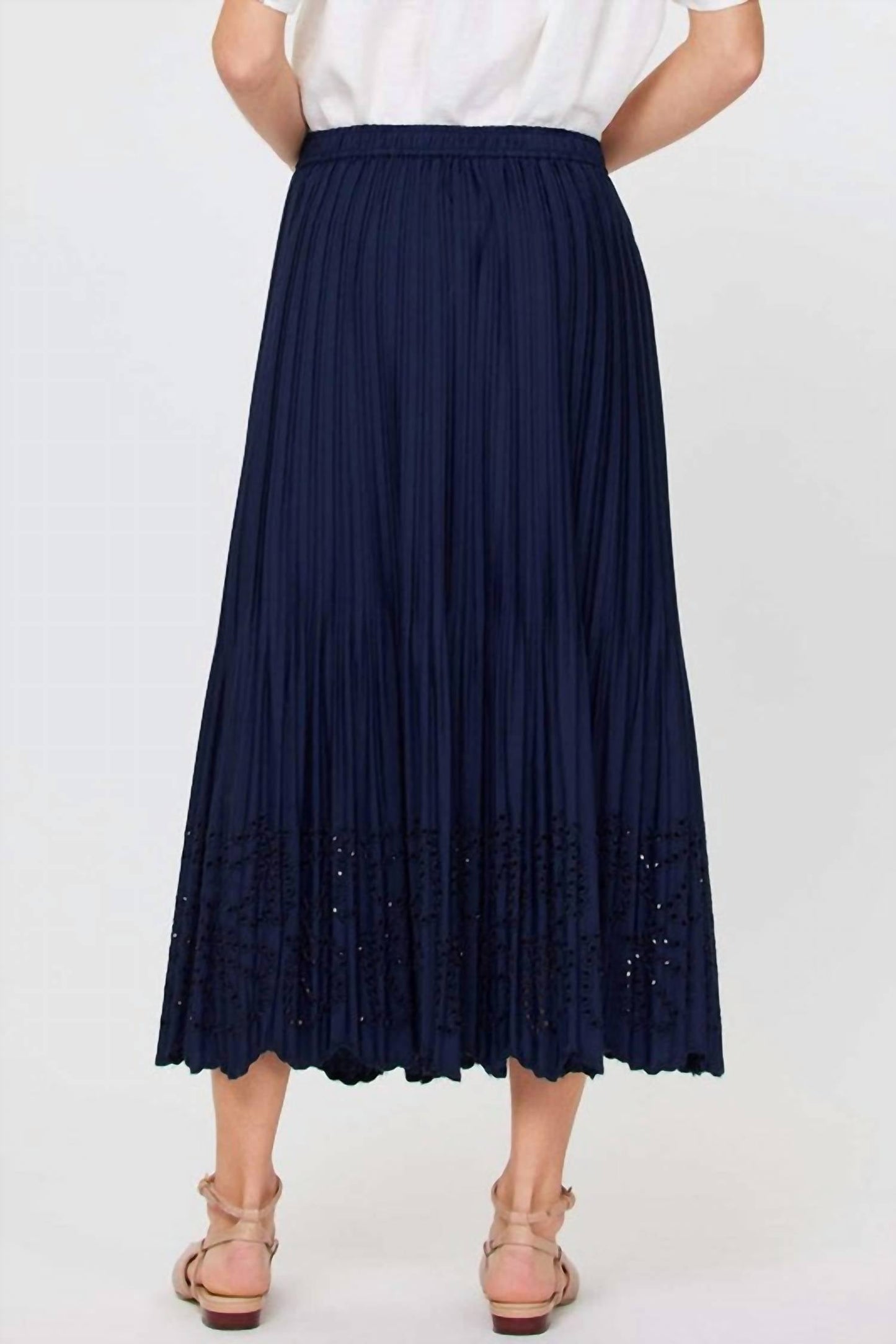 Current Air - Pleated Eyelet Midi Skirt