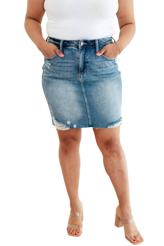 Judy Blue - High Rise Rigid Magic Denim Skirt