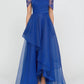 Theia - Atlas Shawl Draped Gown