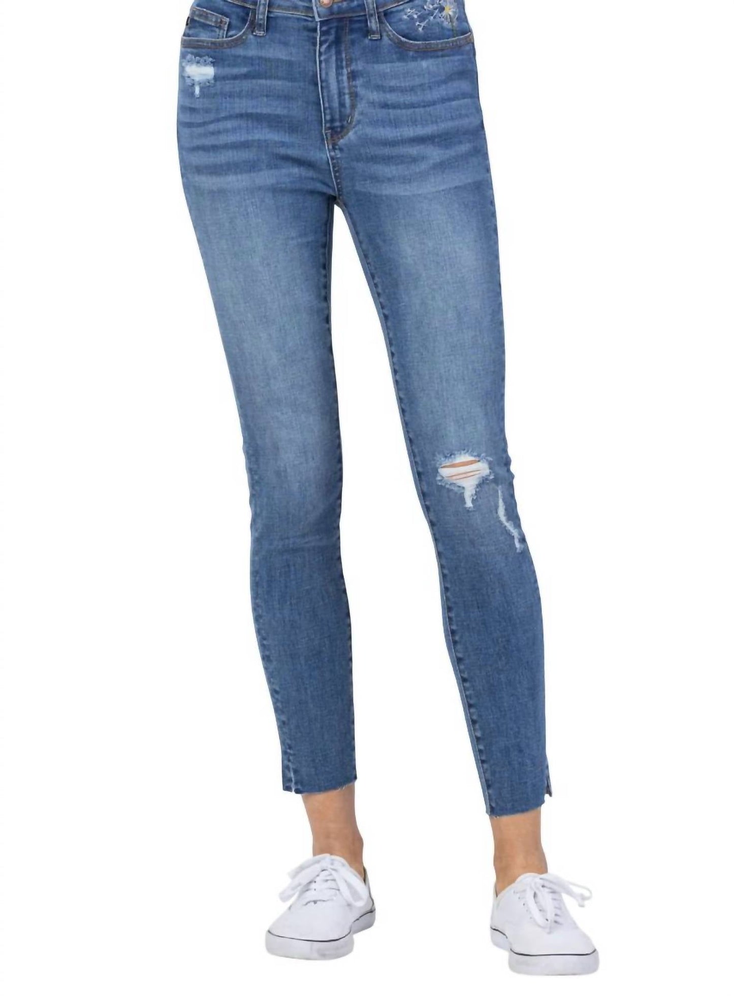 Judy Blue - High Waist Dandelion Embroidery Skinny Denim Jeans