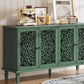 60' Antique Buffet Cabinet with Floral Carvings