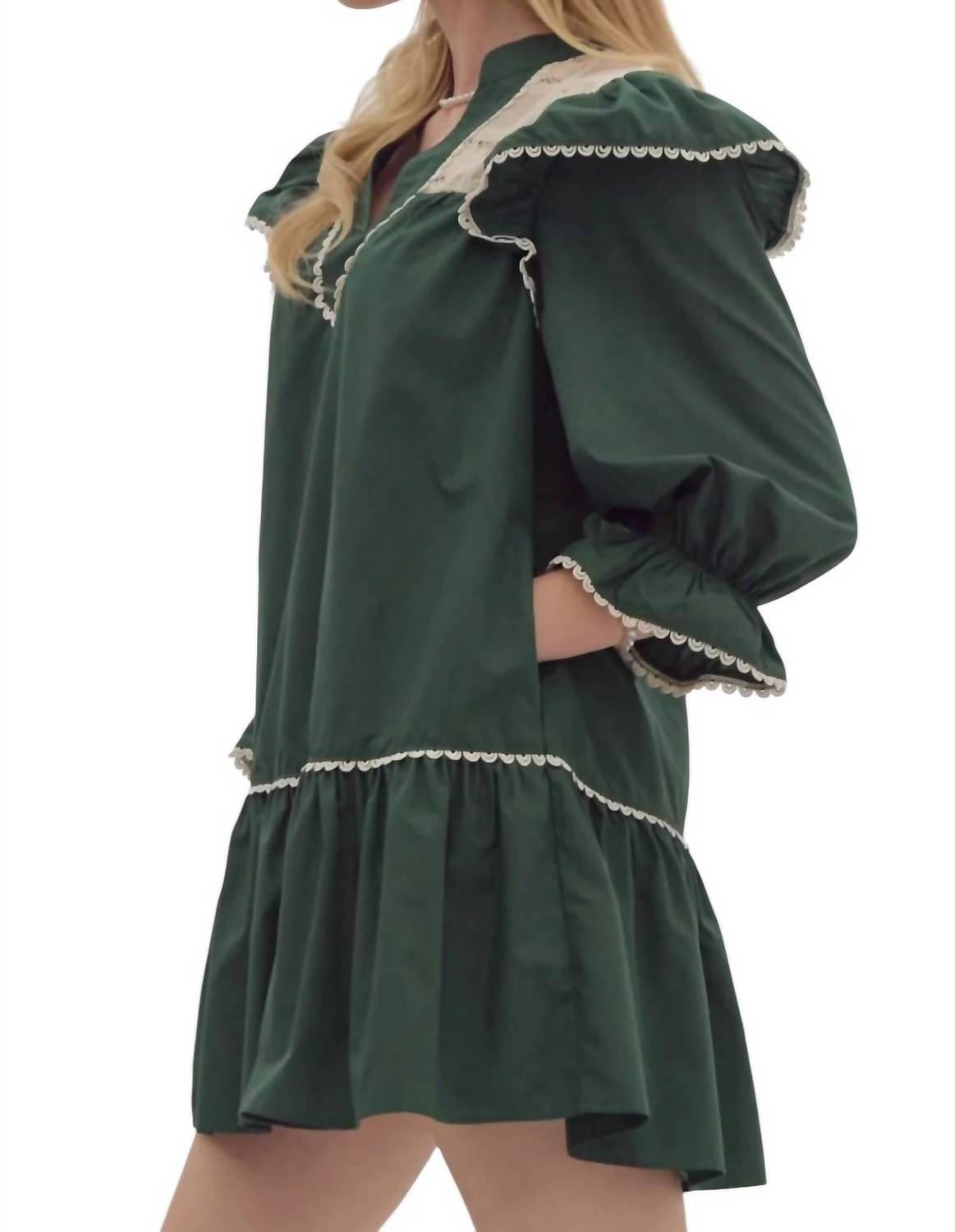 Entro - V-neck Drop Waist Mini Dress