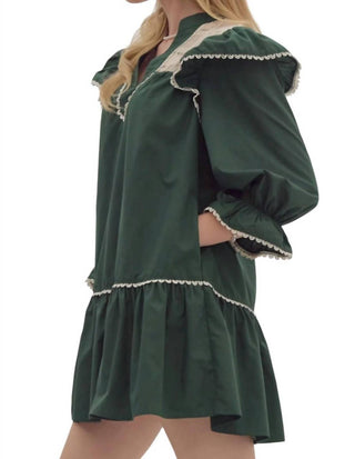 Entro - V-neck Drop Waist Mini Dress