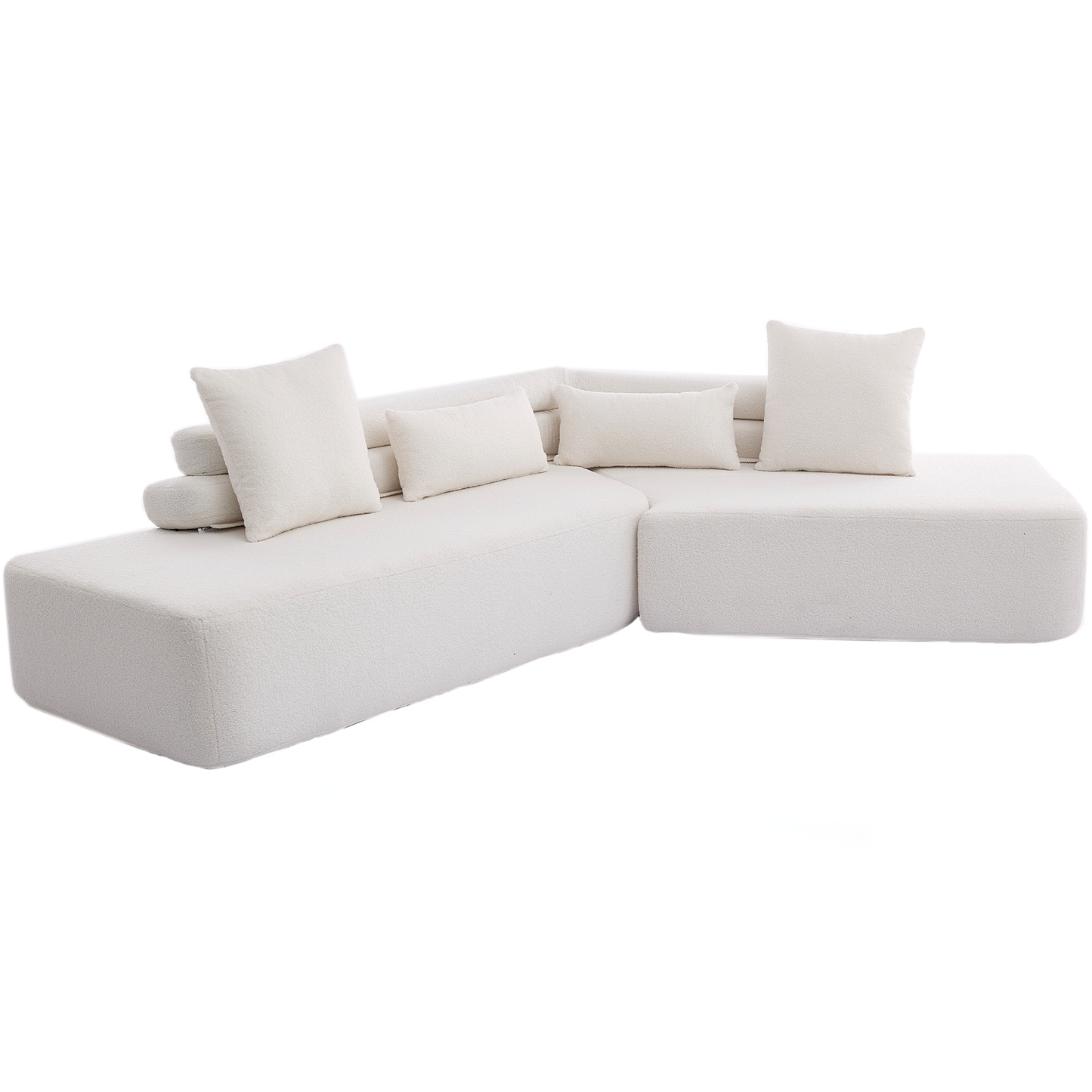 128" Minimalist Cloud Sectional Couch in Beige