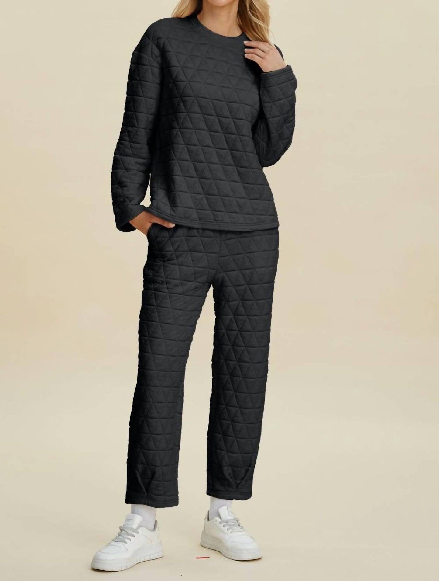 Double Take - Texture Top and Pants Set