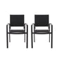 Baird Outdoor Mesh and Aluminum Dining Chairs - Black