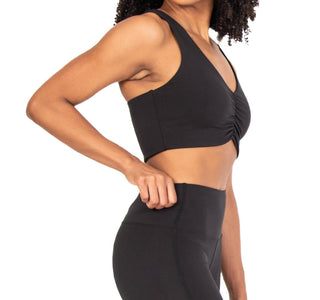 Body Wrappers - Recycled Polyester Shirred Front Racerback Sports Bra