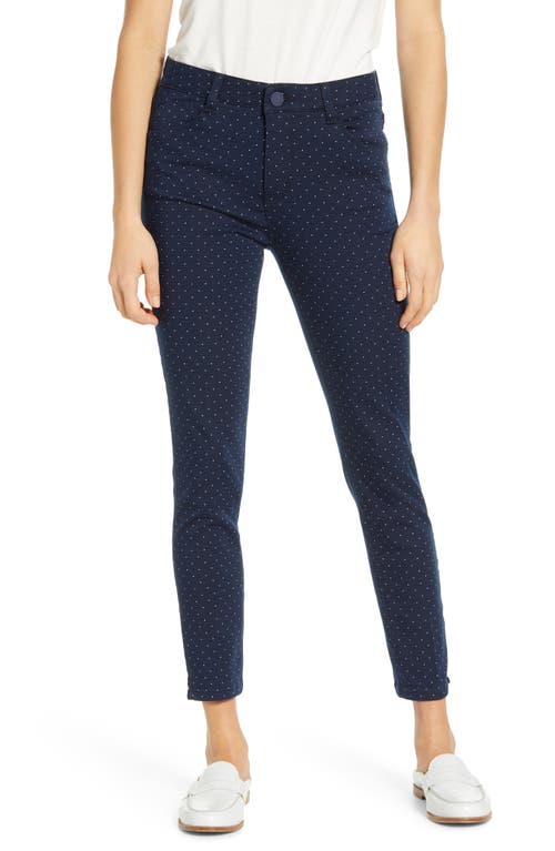 Wit & Wisdom Ab-Solution Dot Print Cotton Blend Ankle Pants in Nv Navy, Size 8